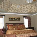 after of master bedroom paint, design, furniture, and drapery